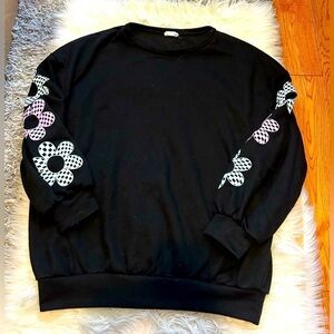 Black Floral Print Sweatshirt